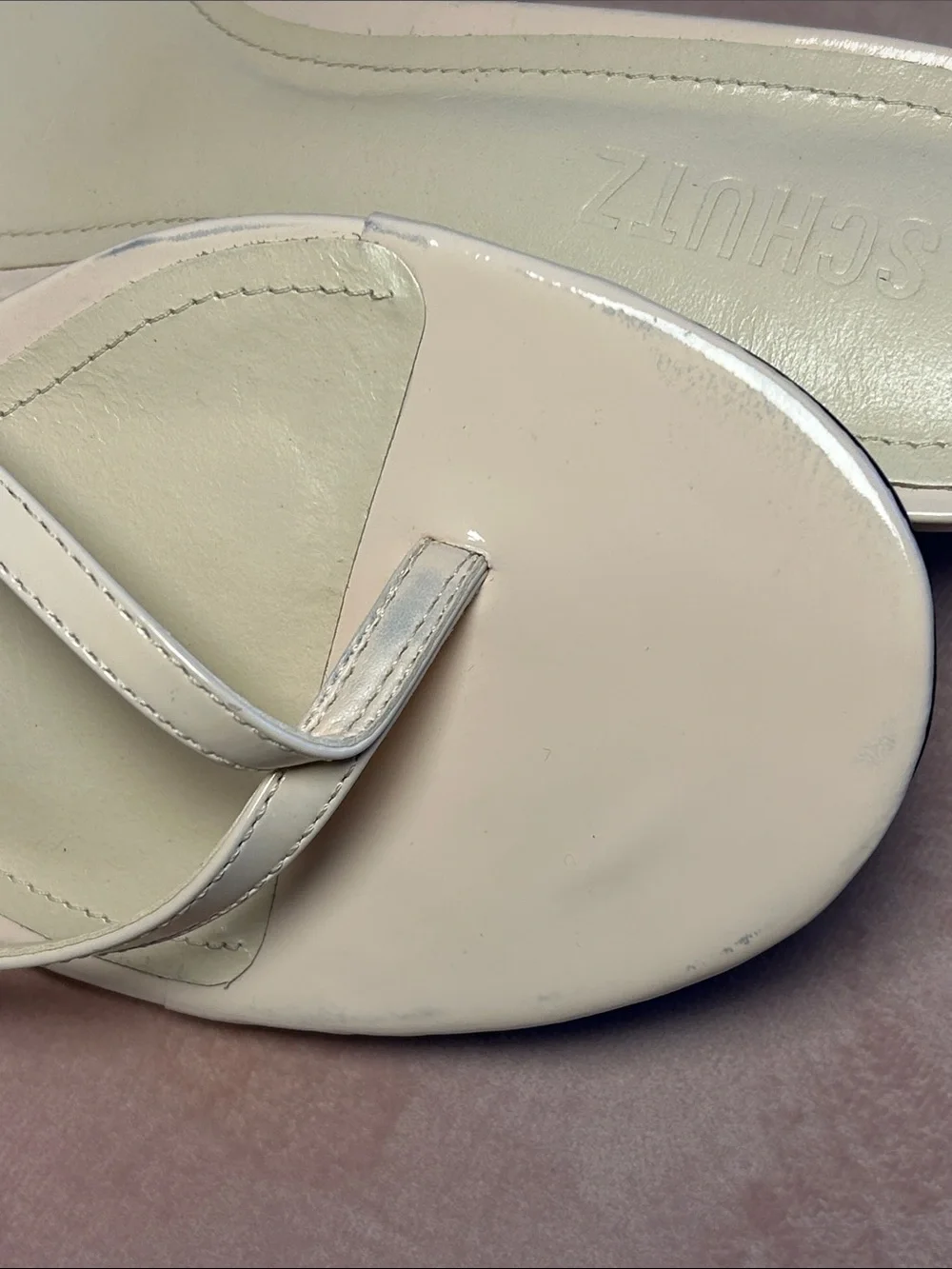 SCHUTZ CAROLYN 50MM LEATHER KITTEN-HEEL THONG SANDALS VERY LIGHT PINK SIZE 9.5